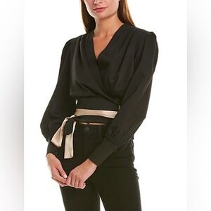 Beulah Elegant Pleated Wrap Top size M